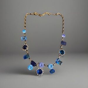 Kate Spade Blue Color Crush Necklace Gold Tone Chain 19 Inches Long